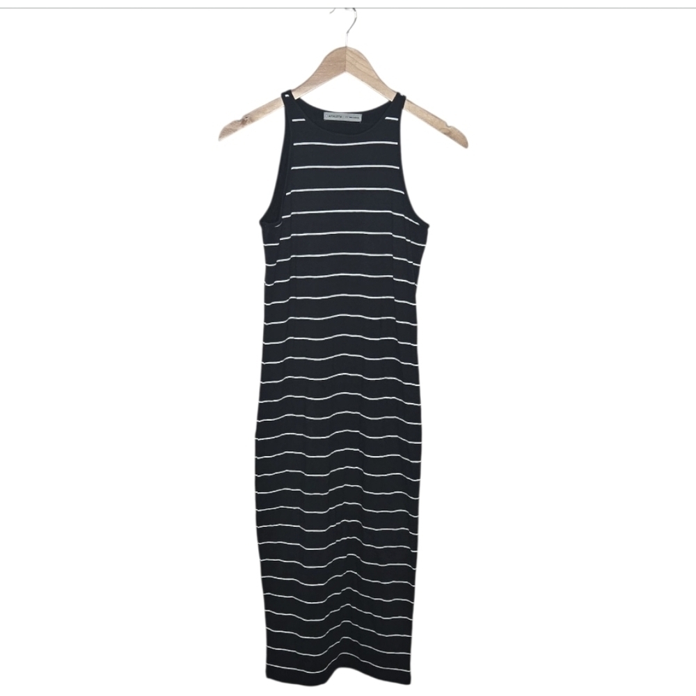 Athleta Navy Blue Striped Sleeveless Dress